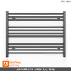 700mm Wide - 600mm High Anthracite Grey Heated Towel Rail Radiator