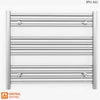 700mm Wide - 600mm High Flat Chrome Heated Towel Rail Radiator