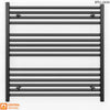 700mm Wide - 800mm High Flat Black Heated Towel Rail Radiator