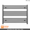 800mm Wide - 600mm High Anthracite Grey Heated Towel Rail Radiator