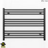 800mm Wide - 600mm High Flat Black Electric Heated Towel Rail Radiator