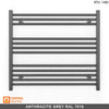 800mm Wide - 700mm High Anthracite Grey Heated Towel Rail Radiator