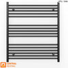 800mm Wide - 900mm High Flat Black Heated Towel Rail Radiator