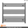 900mm Wide - 700mm High Anthracite Grey Heated Towel Rail Radiator