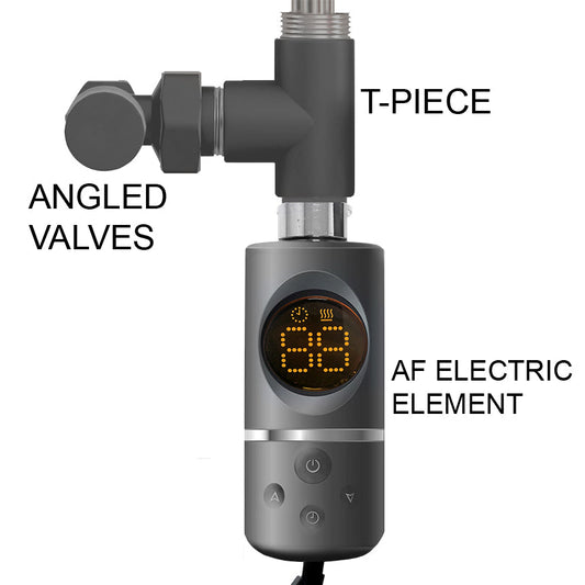 Kit bi-énergie de type AF, sèche-serviettes thermostatique, élément chauffant électrique à immersion, gris anthracite