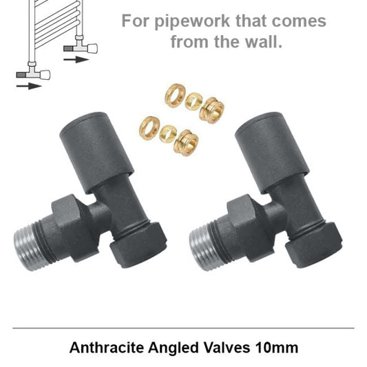Modern Anthracite Angled Radiator Valves 10mm Pair