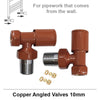 Angled Copper Look Radiator Valves 10mm Pair