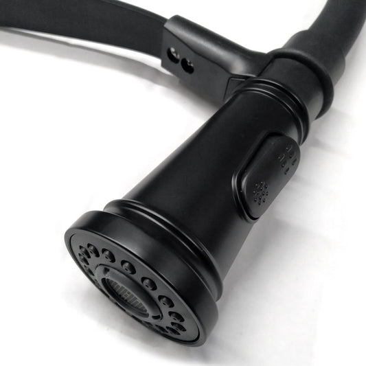 Robinet de cuisine en acier inoxydable, flexible et pivotant à 360°, double jet, mitigeur noir, modèle KPY-3155