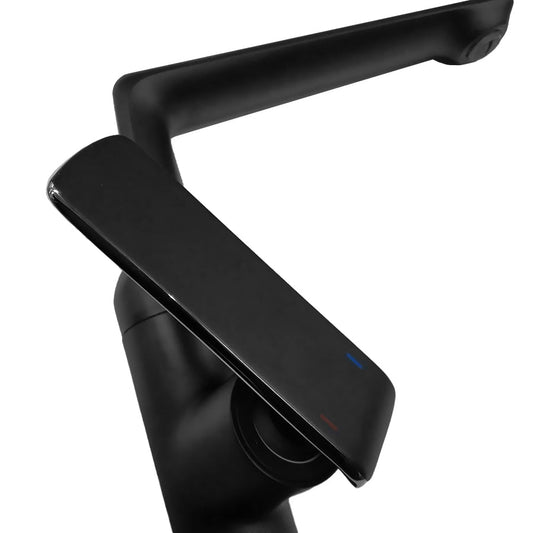 Robinet de salle de bain élégant en laiton noir avec tête pivotante à 360° KPY-7248-M7348