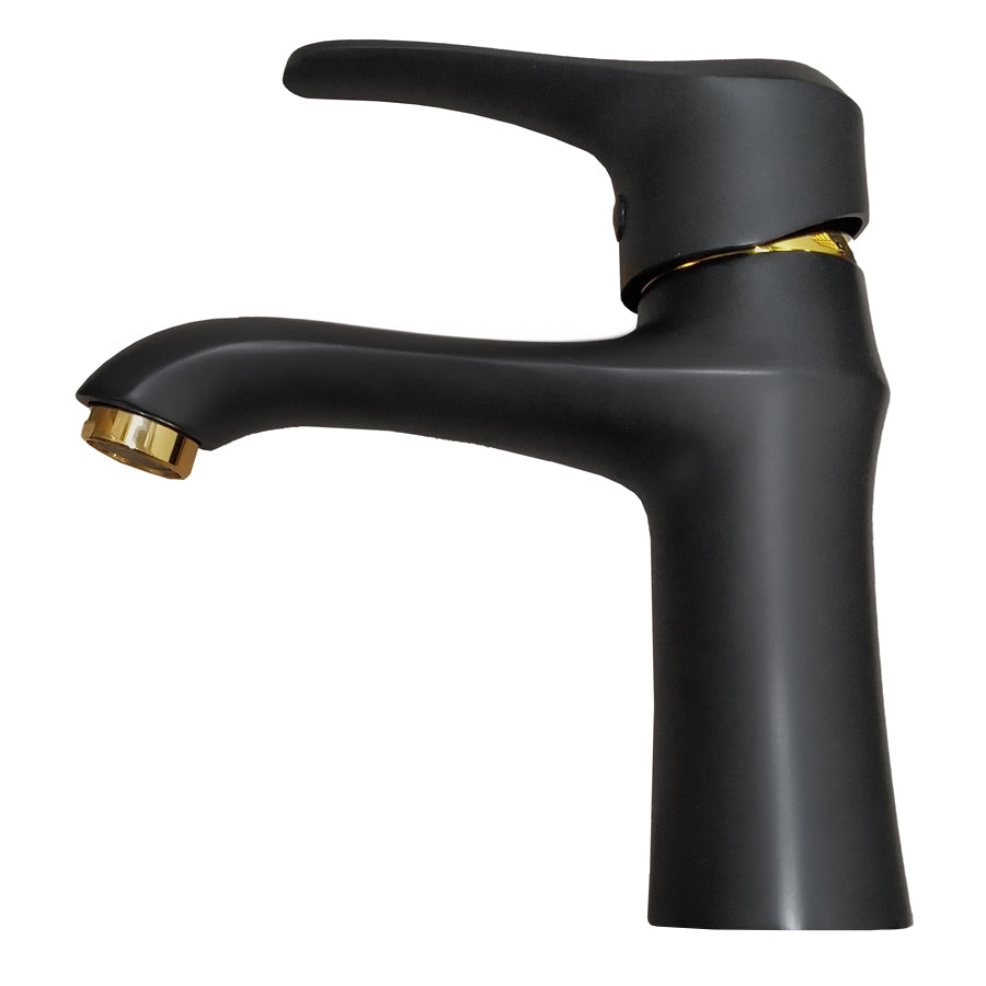 Black Brass Elegant Bathroom Tap With a Gold Detail KPY-5109BG