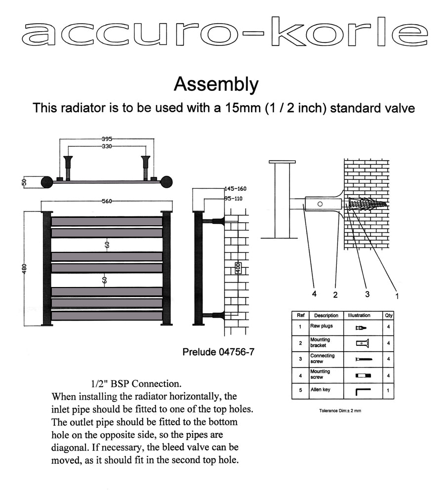 Sèche-serviettes en acier inoxydable de 560 mm de large et 480 mm de haut, échelle plate pour salle de bain
