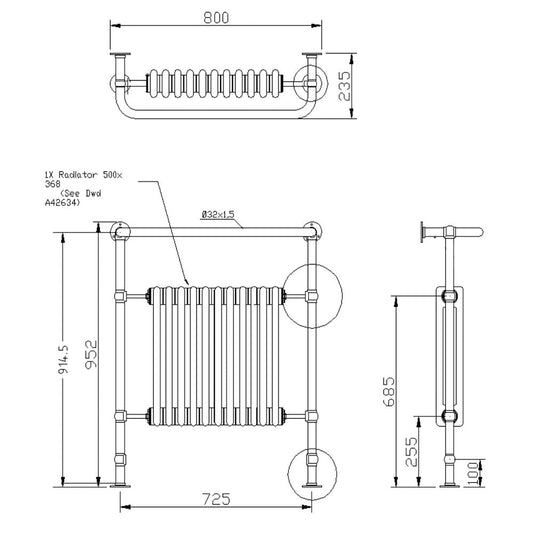 Radiateur sèche-serviettes traditionnel Victoria Maxi 750 mm de large x 950 mm de haut