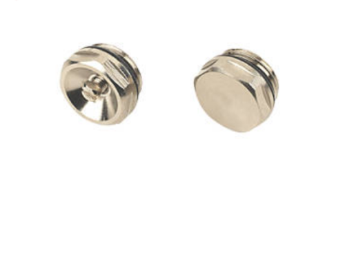 Chrom-Verschlussstopfen und manuelles Entlüftungsventil 1/2" BSP 15mm