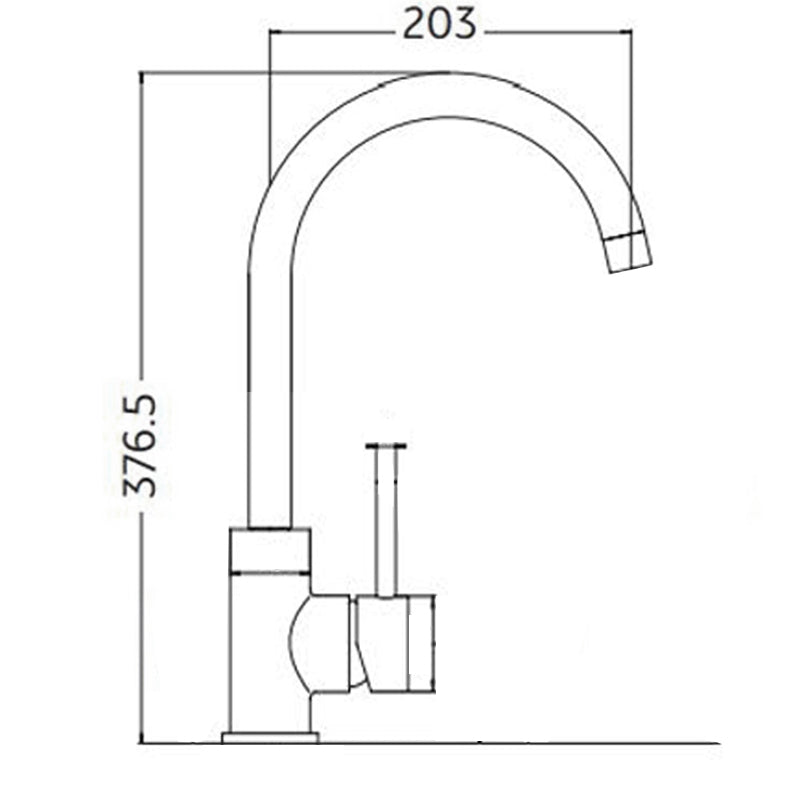Black Brass Elegant Bathroom Tap With a Swivel Head 360 and a Gold Detail KPY-7431-M7126