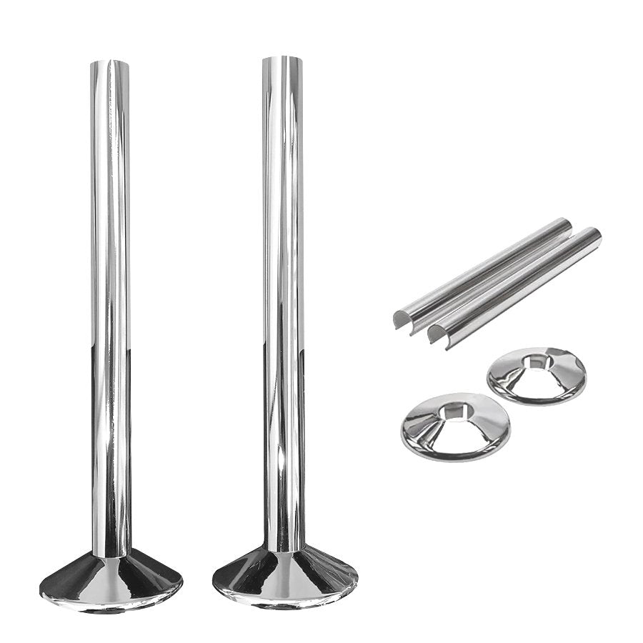 Chrome Pipe Covers and Collars for 15mm Radiator Pipes (Set of 2)