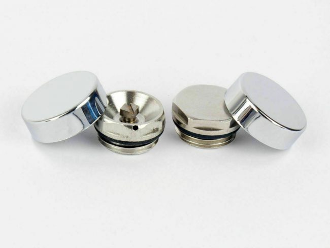 Two Chrome Cover Cap for Towel Rail Radiator blanking plug and air ven ...
