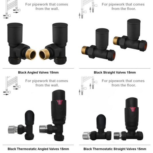 Radiateur sèche-serviettes noir mat de 400 mm de large et 600 mm de haut