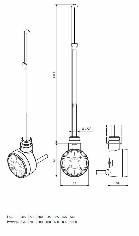 Kit de conversion de radiateur sèche-serviettes thermostatique Terma MOA blanc avec raccords en T