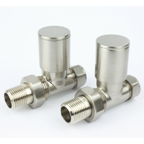 Valves droites en nickel brossé 15 mm (paire)