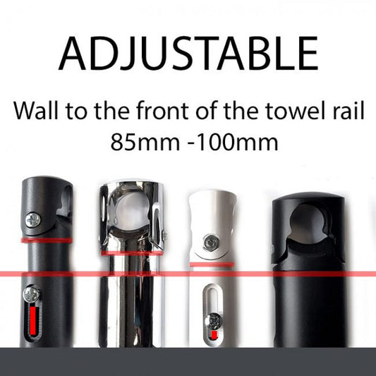 Black Clamp Brackets for Towel Rail Radiators Flat/Curved (19mm, 22mm, 25mm)