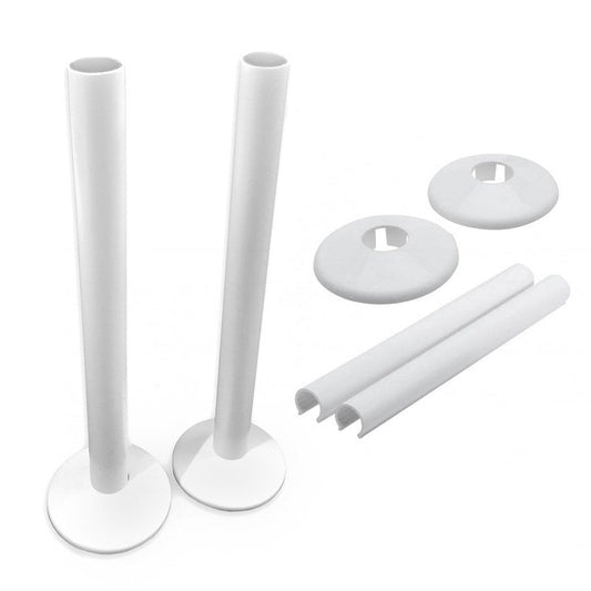 White Pipe Covers and Collars For 15mm Towel Rail Radiator Pipes – Easy Snappit