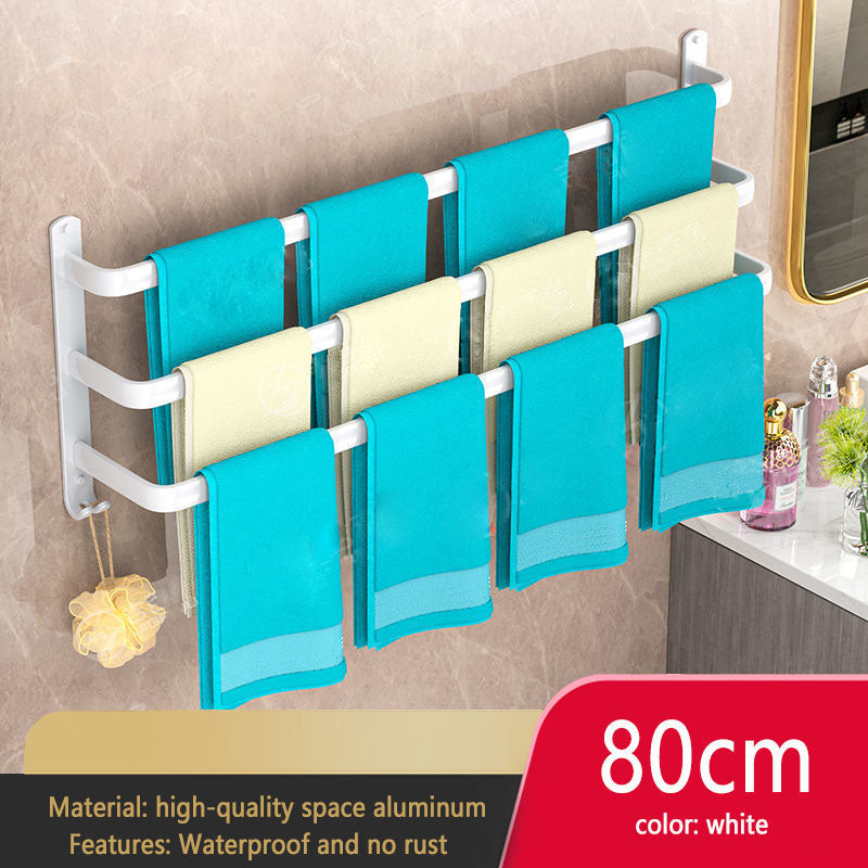 Porte-serviettes de salle de bain blanc, organiseur de rangement, support mural, largeur 30-80 cm