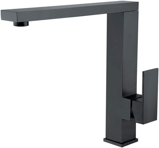 Robinet de salle de bain élégant en laiton noir géométrique, pivotant à 360°, KPY-3003MB