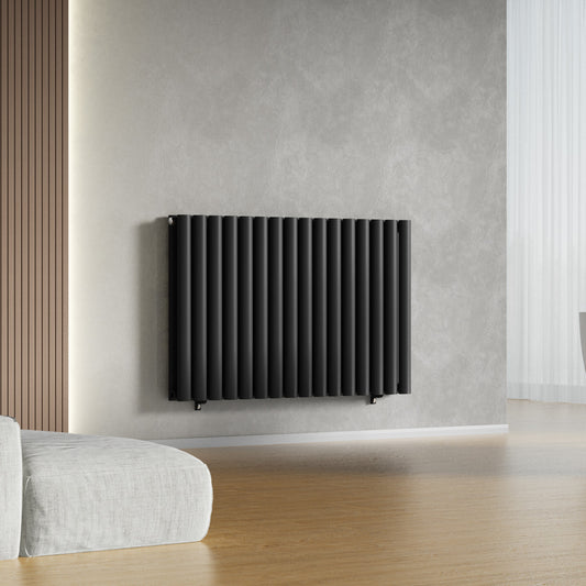 960 x 600mm Black Horizontal Double Column Radiator – 4147 BTU 