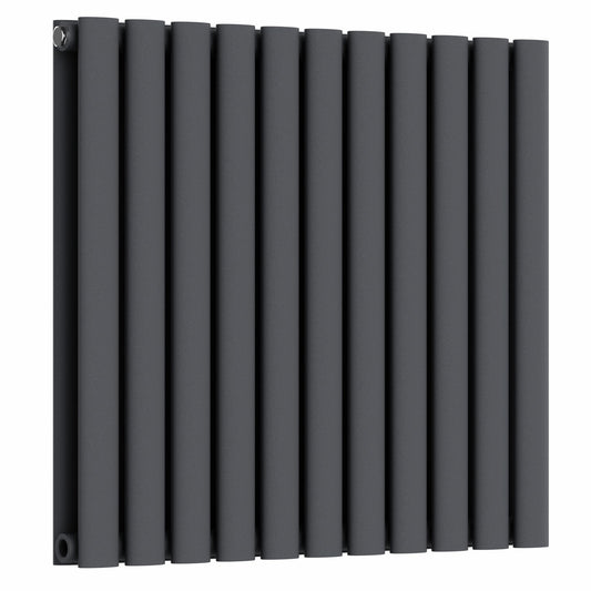 660 mm x 600 mm, anthrazitgrauer Designer-Horizontal-Doppelsäulenheizkörper, 2851 BTU 