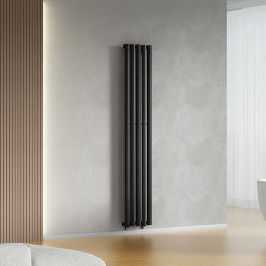 300 mm x 1600 mm, schwarzer vertikaler Designer-Einzelsäulenheizkörper, 1695 BTU 