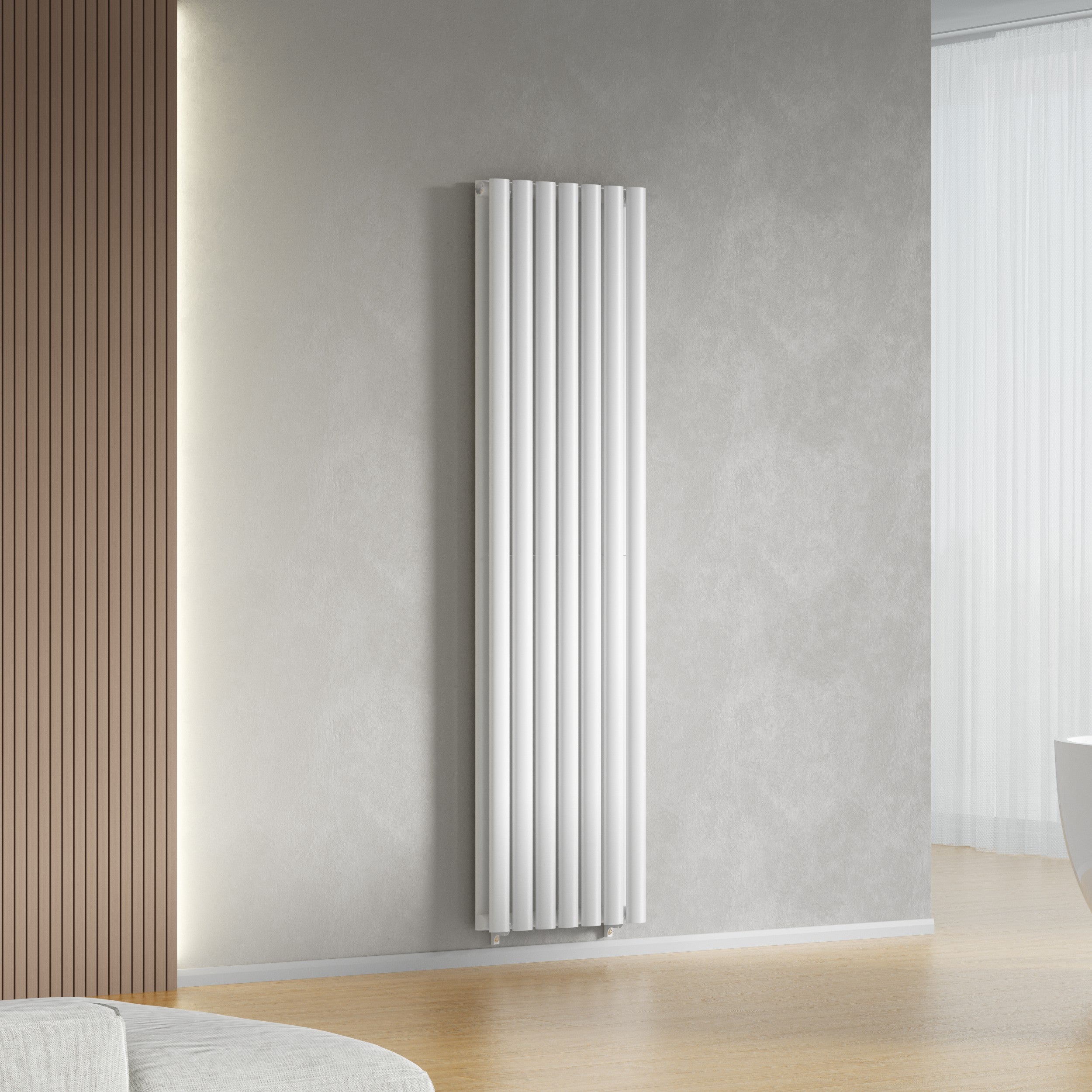 420mm x 1600mm White Designer Vertical Double Column Radiator