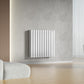 660mm x 600mm White Designer Horizontal Double Column Radiator, 2851 BTU 