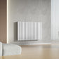 960mm x 600mm White Designer Horizontal Double Column Radiator, 4147 BTU