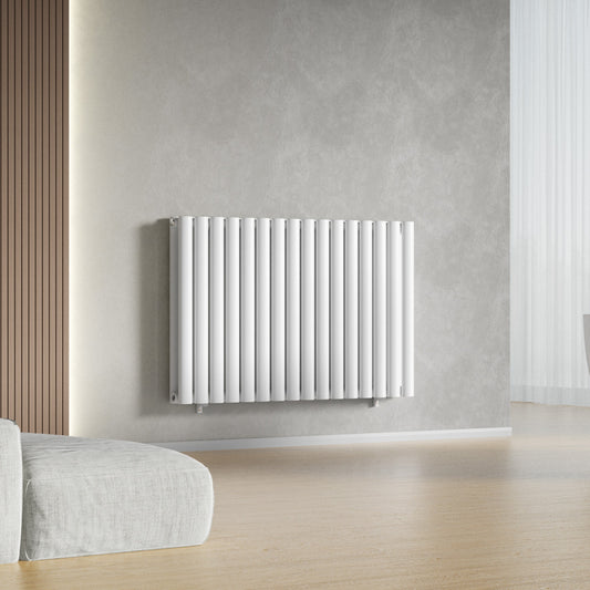 960 x 600mm White Horizontal Double Column Radiator – 4147 BTU 