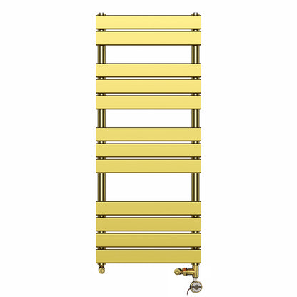  Dual Fuel -500 x 1200mm Straight Gold Panel Heated Towel Rail - (incl. Valves + Electric Heating Kit) 