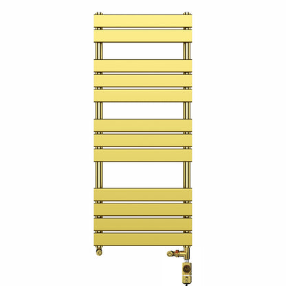  Dual Fuel -500 x 1200mm Straight Gold Panel Heated Towel Rail - (incl. Valves + Electric Heating Kit) 