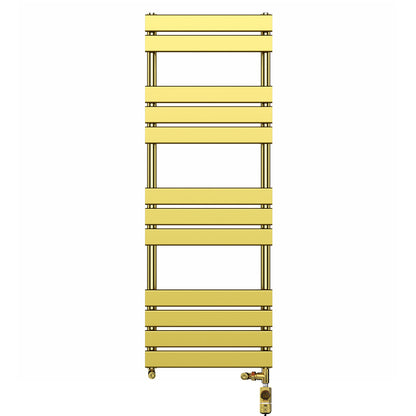  Dual Fuel -500 x 1400mm Straight Gold Panel Heated Towel Rail - (incl. Valves + Electric Heating Kit) 