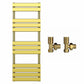 500mm Wide  x 1400mm Shiny Gold Designer Bathroom Heated Panel Towel Rail Radiator 