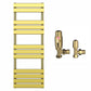 500mm Wide  x 1400mm Shiny Gold Designer Bathroom Heated Panel Towel Rail Radiator 