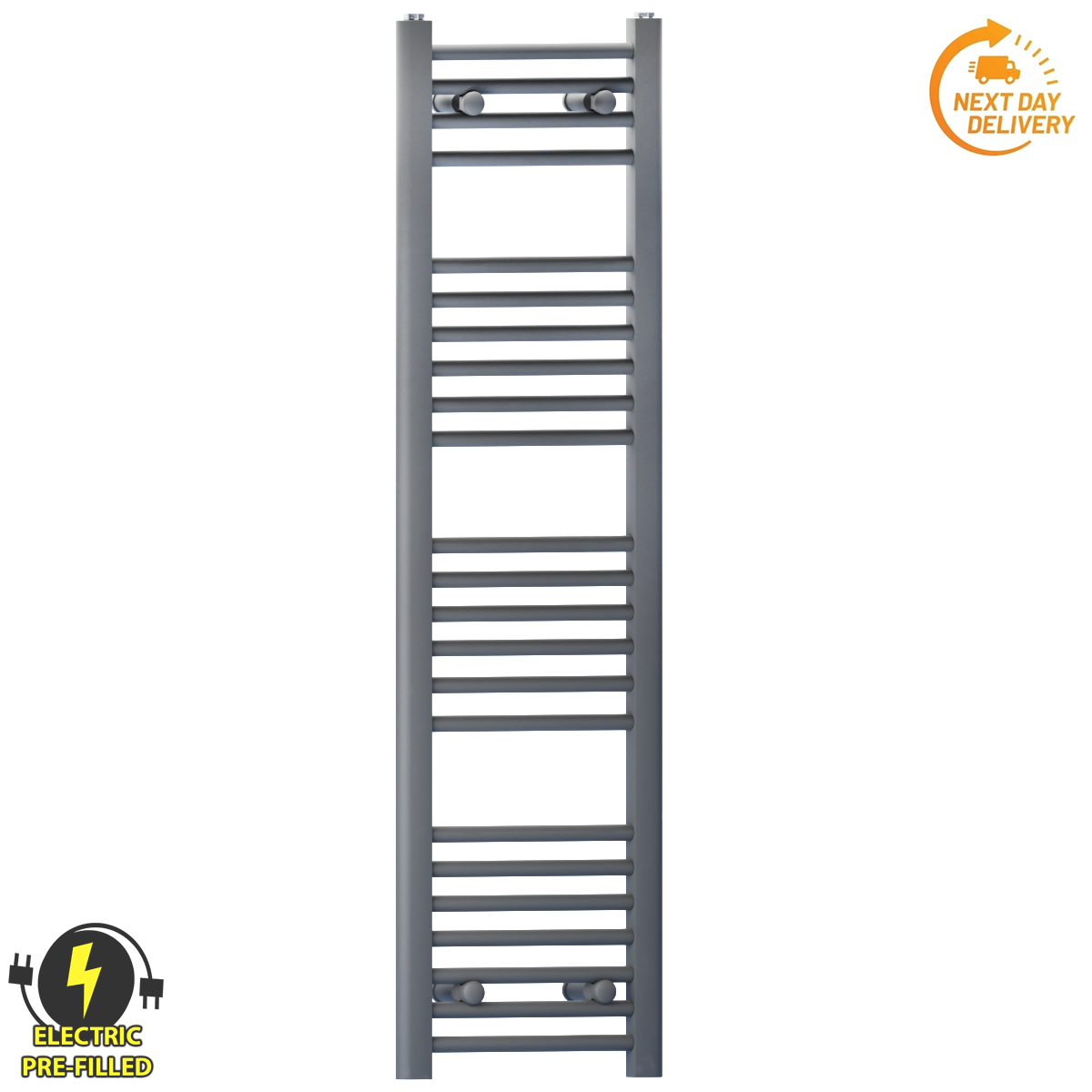  300mm Wide - 1200mm High  Anthracite Grey Electric Heated Towel Rail Radiator