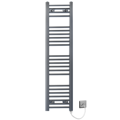  300mm Wide - 1200mm High  Anthracite Grey Electric Heated Towel Rail Radiator 