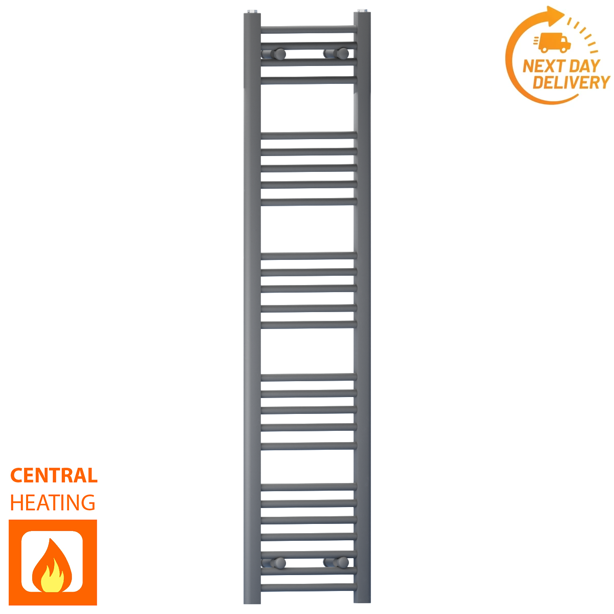  400mm Wide - 1400mm High Anthracite Grey Heated Towel Rail Radiator