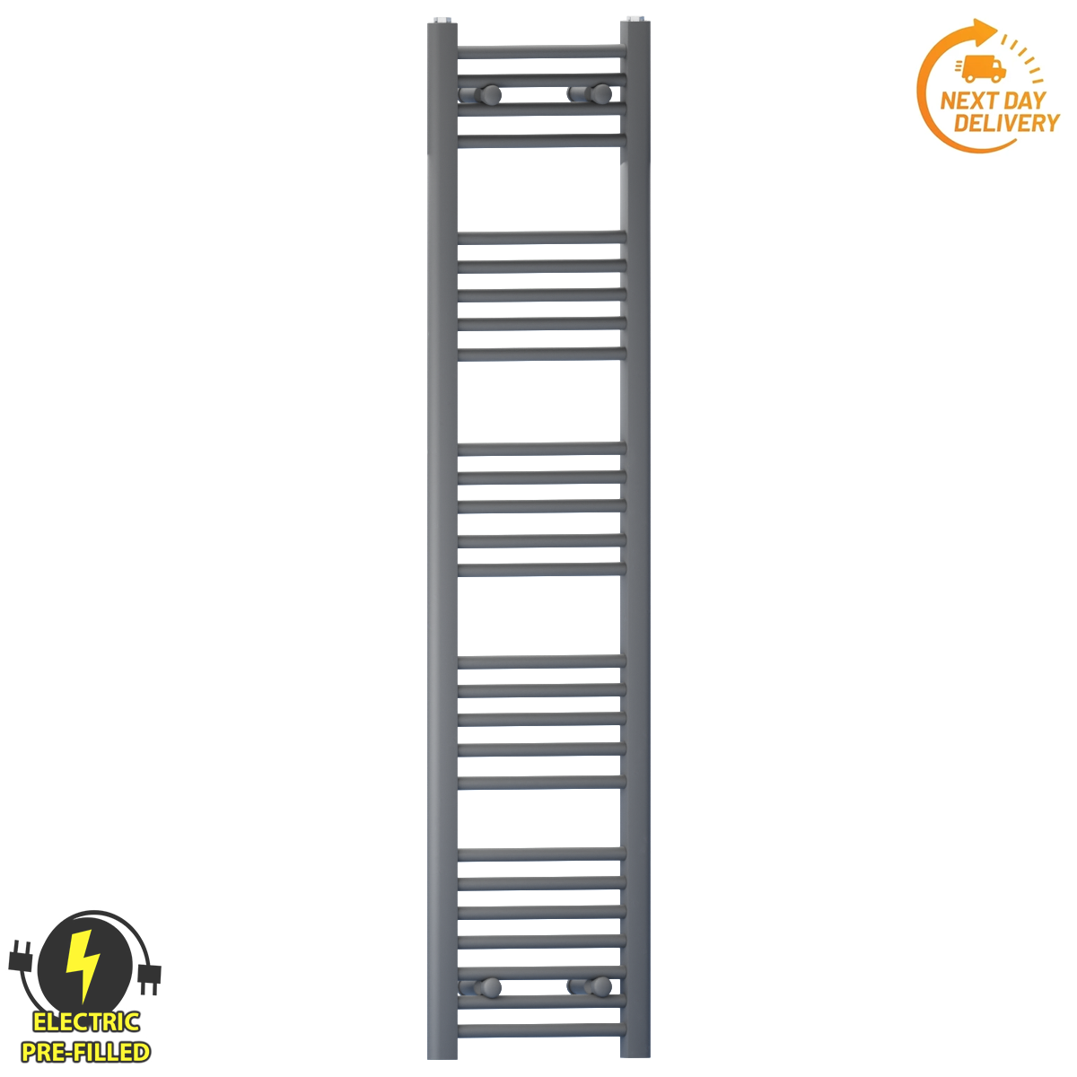  Radiateur sèche-serviettes électrique gris anthracite de 300 mm de large et 1 400 mm de haut