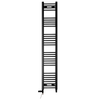 Sèche-serviettes droit bi-énergie noir mat 350 x 1700 mm (robinets et kit de chauffage électrique inclus)