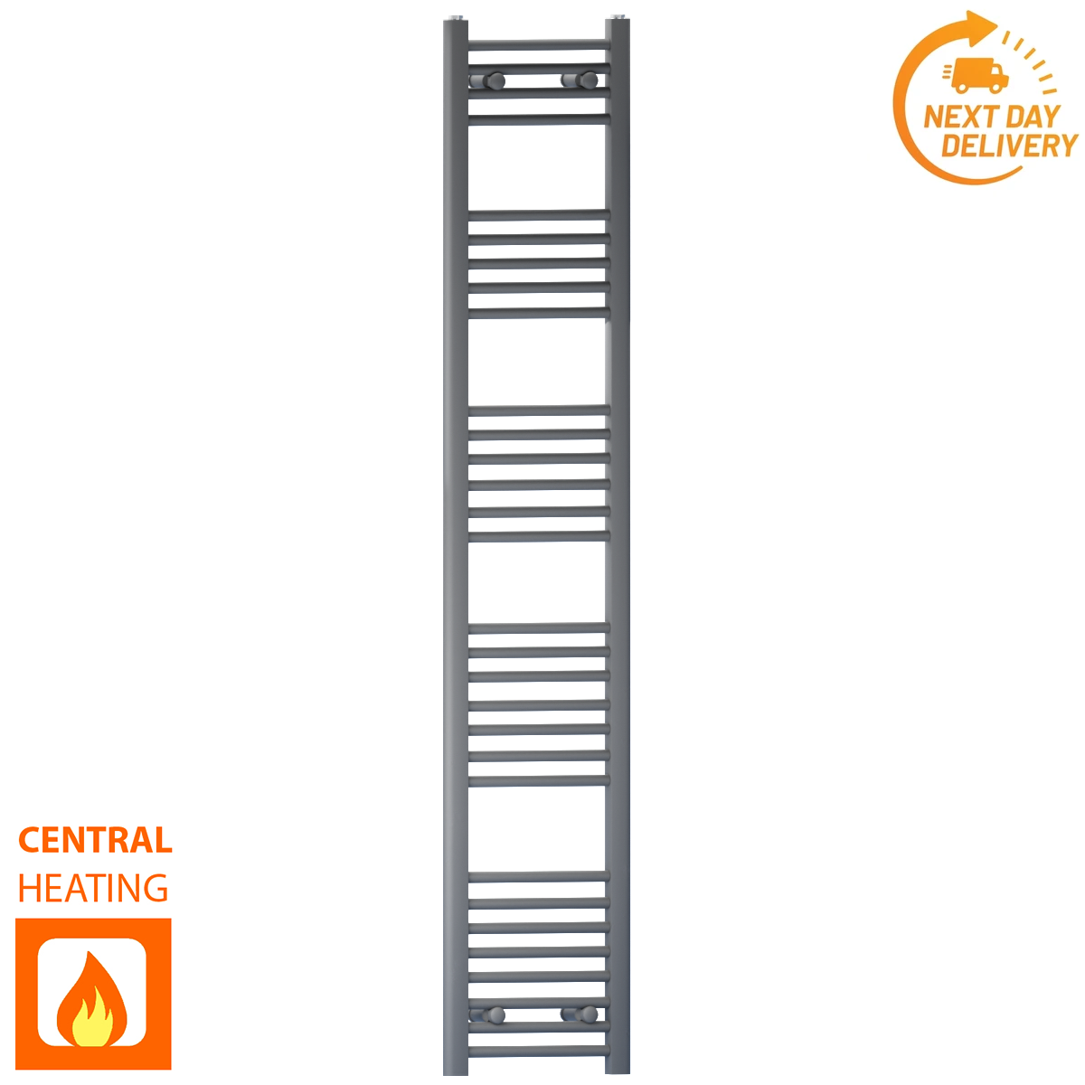  300mm Wide - 1700mm High Anthracite Grey Heated Towel Rail Radiator
