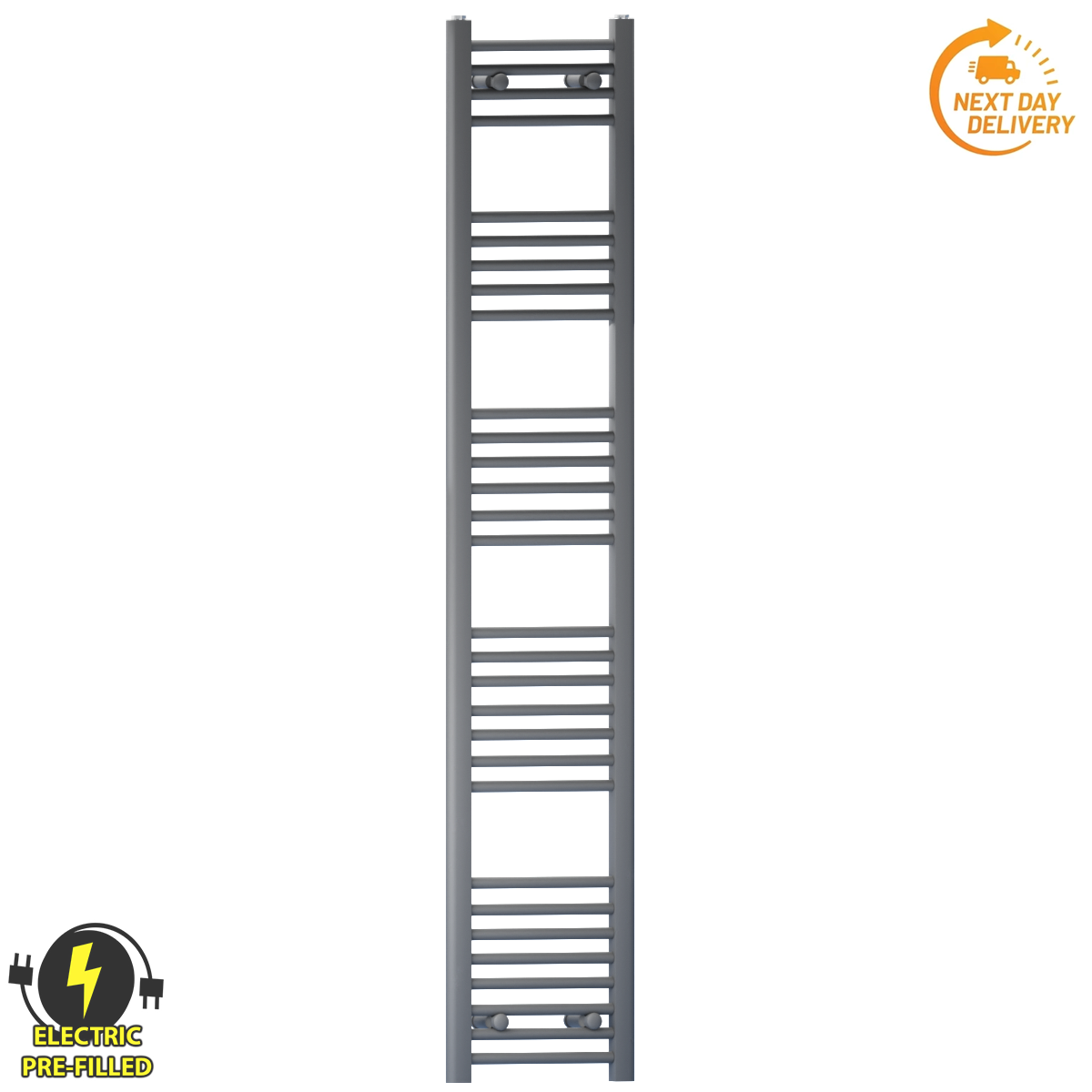  300mm Wide - 1700mm High Anthracite Grey Electric Heated Towel Rail Radiator