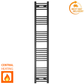 300mm Wide - 1700mm High Flat Black Heated Towel Rail Radiator 
