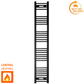 300mm x 1700mm Matt Black Heated Towel Rail Radiator | Flat Central Heating 