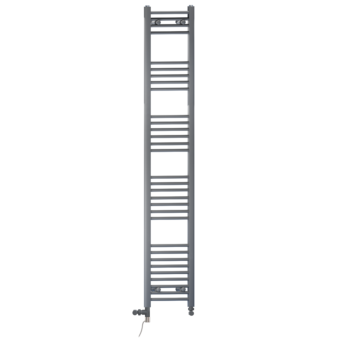  Dual Fuel 300 x 1800 mm gerader anthrazitgrauer Handtuchheizkörper – (inkl. Ventile + Elektroheizungs-Kit)