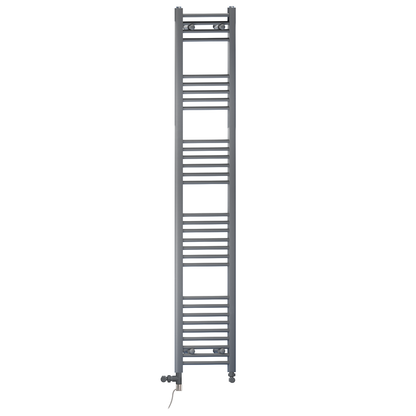  Dual Fuel 300 x 1800 mm gerader anthrazitgrauer Handtuchheizkörper – (inkl. Ventile + Elektroheizungs-Kit) 